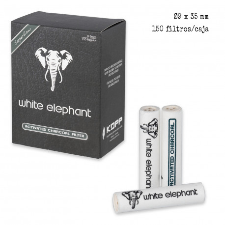 4T. Caja con 150 filtros de 9 mm. «White Elefant» para cachimba.