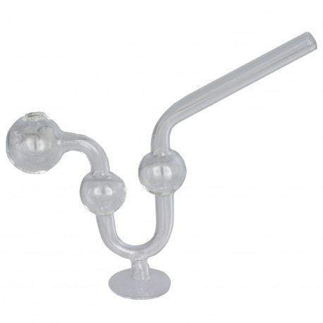 1T. 14 cm Pipa de cristal transparente con soporte