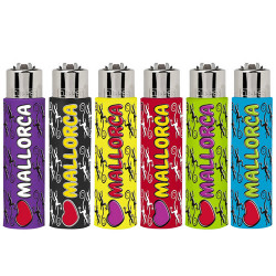 4T. Display with 30 Mini Clipper lighters with metal cover «MALLORCA»
