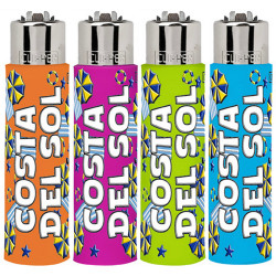 4T. Display with 30 Mini Clipper lighters with metal cover «COSTA DEL SOL»
