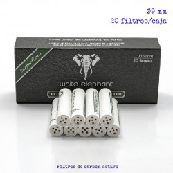 3T. Box with 20 activated charcoal filters 9 mm. «White Elephant» for pipe