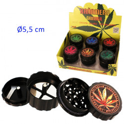 1T. Ø 5,5 cm. Expositor con 6 trituradores (grinders) «Kañamero» 4 partes