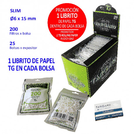 5T. 60 hojas 70 mm. + 200 filtros «Slim 6 mm.» Exp. 25 bolsas