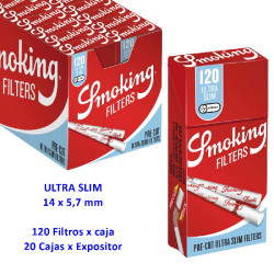4T. «Smoking» Pre-cut filters of 5,7 mm. (Disp. with 20 boxes x 120 filters) Extra Slim