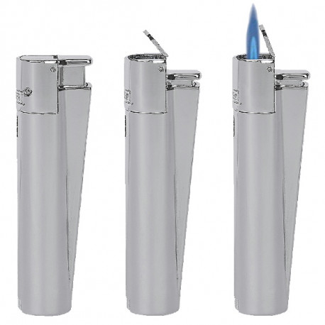 4T. Clipper metal «JET FLAME SILVER»  Exp. 12 encendedores con estuche