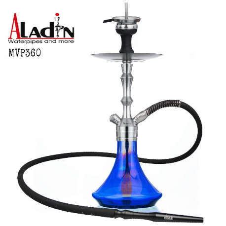 3T. 36 cm Shisha stainless steel. and full blue glass