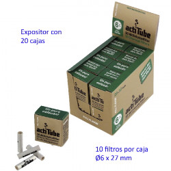 4T. Expositor con 20 Cajas con 10 filtros «Actitube» Ø6 mm. de carbón activo