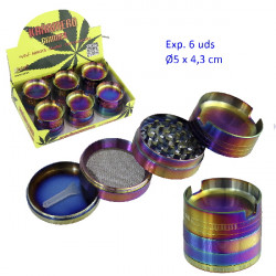 1T. Ø5,2 cm. Expositor con 6 trituradores (grinders) «Kañamero» 4 partes