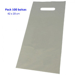 4T. Pack de 100 bolsas blancas 20 x 42 cm. Con asa troquelada