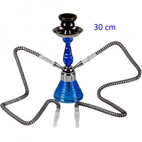 3T. 30 cm. Shisha «DOHA» azul de cristal