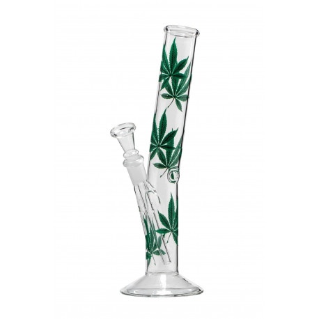 3T. 26 cm. Bong acodado de cristal «Mariah hojas»