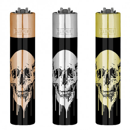 4T. Clipper «SKULLS» Exp. 12 encendedores con estuche de metal
