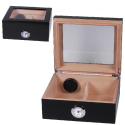 3T. Humidor 20-25 cigarros con humidificador de polímero acrílico y 1 divisor negro mate con ventana