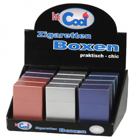 3T. Expositor con 12 tabaqueras de metal «Cool» colores surtidos