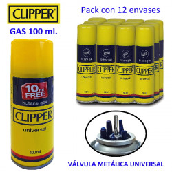 4T. Pack con 12 envases Gas «Clipper» 100 ml.