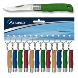 3T. 3,5 cm. Hoja Blister con 12 navajas Albainox madera colores surtidos