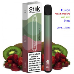4T. Vape pen disposable «Stiik» Fusion 0 mg. Ripe strawberry flavor with kiwi