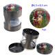 1T. Ø 6,3 cm. Grinder metal «rasta skull» 3 partes c/ventana