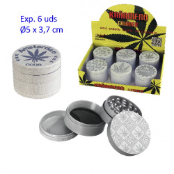 1T. Ø 5cm. Expositor con 6 trituradores metal «Kañamero» 4 partes