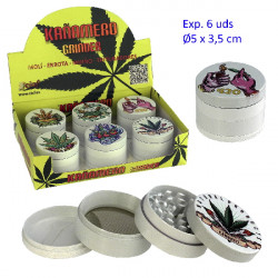 1T. Ø 5cm. Expositor con 6 trituradores metal «Kañamero» 4 partes