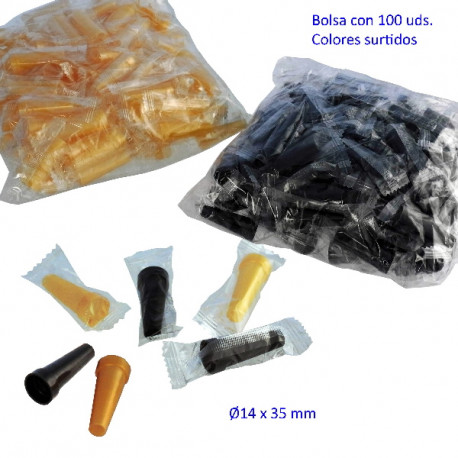 5T. Bolsa con 100 boquillas acrílicas doradas o negras (aleatorias)