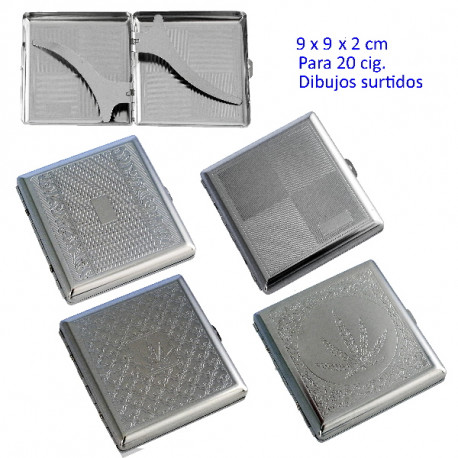 5T. Pitillera cromada 9 x 9 x 2 cm. diseños surtidos