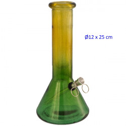 5T. Ø12 x 25 cm. Bong de cristal bicolor