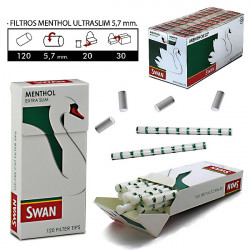 4T. Filtros Tips «Swan» Menthol «Ultra Slim»  5,7 mm Expositor con 20 paquetes de 120