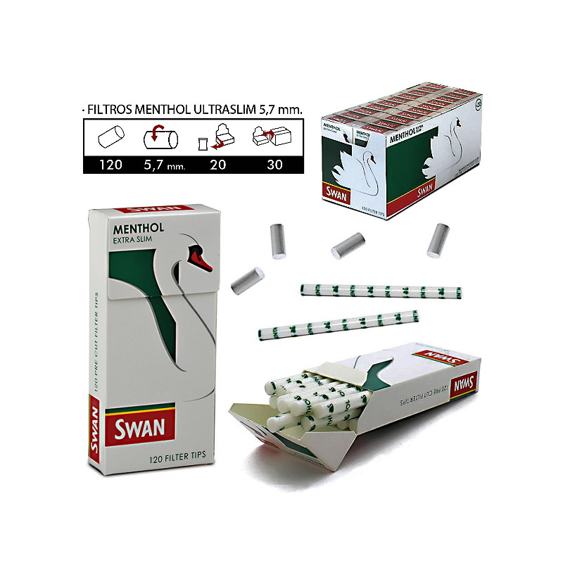 4T. Filtros Tips «Swan» Menthol «Ultra Slim» 5,7 mm Expositor con