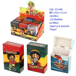 1T. Expositor con 12 tabaqueras acrílicas diseños surtidos
