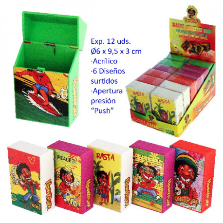 1T. Expositor con 12 tabaqueras acrílicas diseños surtidos