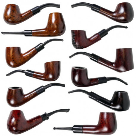 3T. Colección 12 Cachimbas madera «Mr. Pipe» filtro 9 mm.