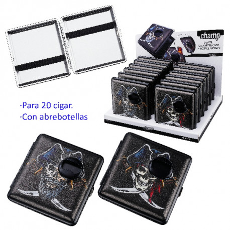 3T. Expositor con 12 pitilleras con abrebotellas «Champ Pirate» para 20 cigarrillos