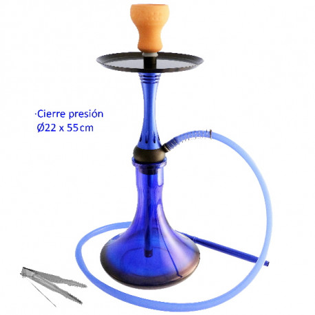 5T. 55 cm Shisha azul de aluminio con base de cristal