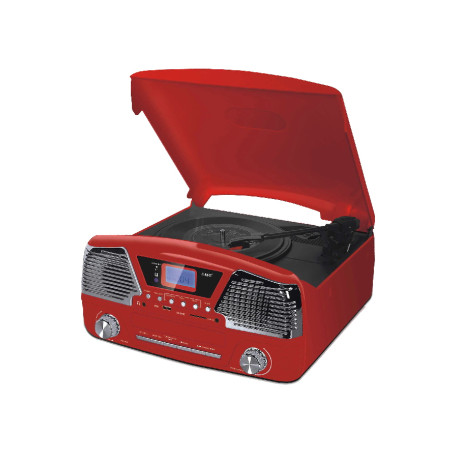 5T. Radio digital «RETRO» roja AM-FM, con tocadiscos/USB/SD