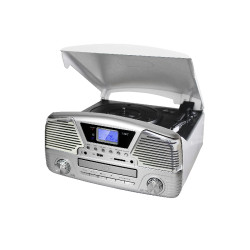 5T. Silver digital radio «RETRO» AM-FM, with tourntable/USB/SD and Cd´s player