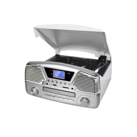 5T. Silver digital radio «RETRO» AM-FM, with tourntable/USB/SD and Cd´s player