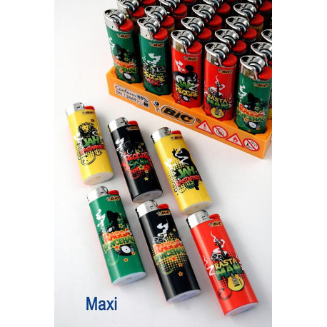 4T. Display with 50 lighters BIC Maxi «Rastafari» assorted