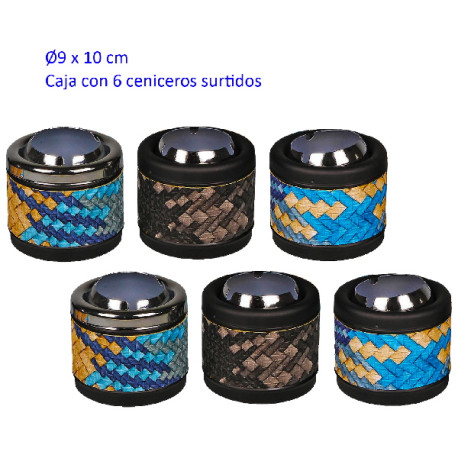 3T. Caja con 6 Ceniceros surtidos Ø9 x 10 cm.