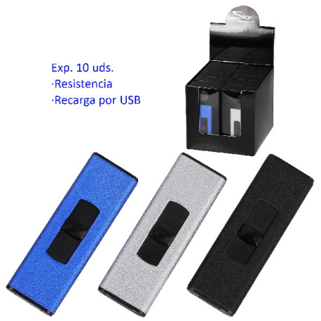 3T. Expositor con 10 encendedores de resistencia «SKY Samson». Recarga por USB.