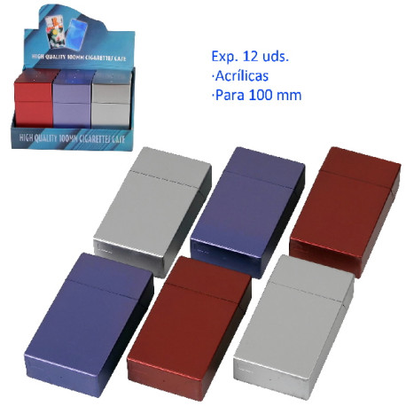 3T. Expositor con 12 tabaqueras acrílicas «COOL» colores surtidos para 100 mm