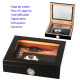 3T. Set de regalo humidor negro con tapa de cristal para 15 cigarros con higrómetro, humidificador, cortador, cenicero
