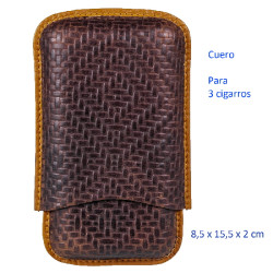3T. Purera en cuero marrón para 3 cigarros