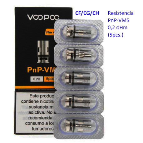 4T. Resistencia PnP-VM5 0.2 ohm (5pcs) - Voopoo
