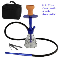 5T. 37 cm Shisha azul de aluminio con base de cristal