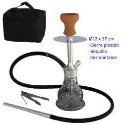 5T. 37 cm Shisha plata de aluminio con base de cristal