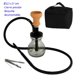 5T. 27 cm Shisha negra de aluminio con base de cristal