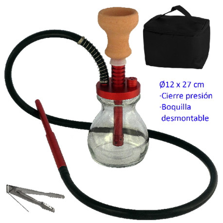 5T. 27 cm Shisha roja de aluminio con base de cristal