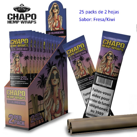 3T. «El Chapo» Hemp Wrap La Colombiana  Exp. 25 packs de 2 hojas  de papel aromatizado