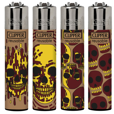 4T. Clipper «SKULLS FIRE BEIGE» Exp. 48 encendedores